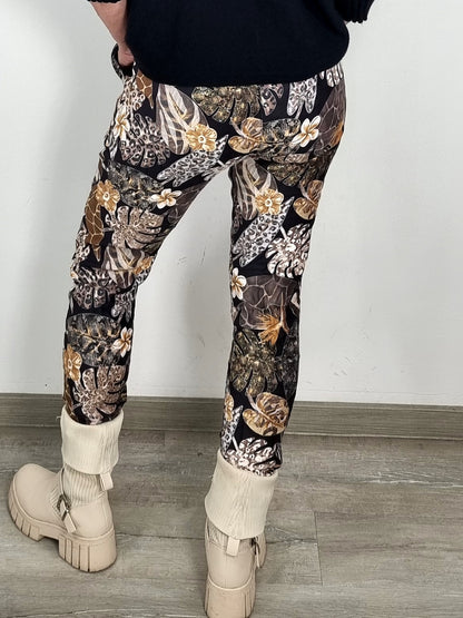 Hose in Wildleder-Optik mit Print