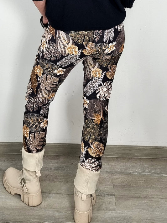 Hose in Wildleder-Optik mit Print