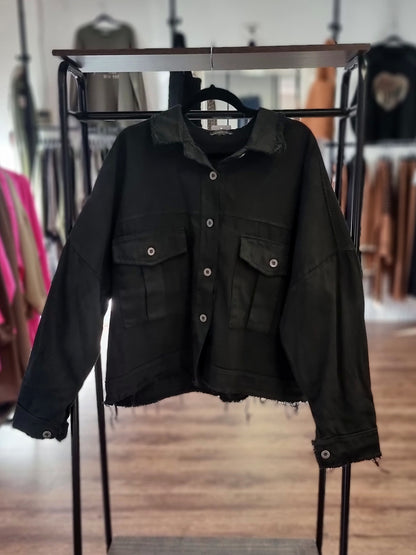 Oversize Hemdjacke – Schwarz