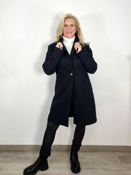 Eleganter Wollmantel in Schwarz – Zeitlos &amp; Stilvoll