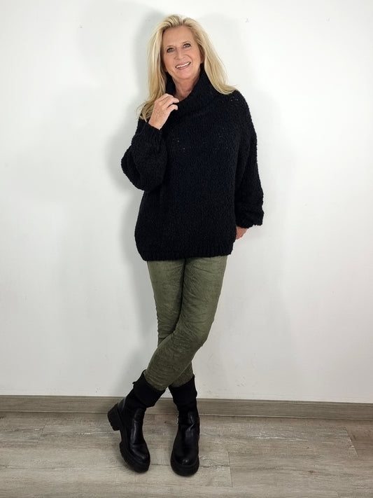 Kuscheliger Oversized-Strickpullover – Perfekt für die kalten Tage Schwarz