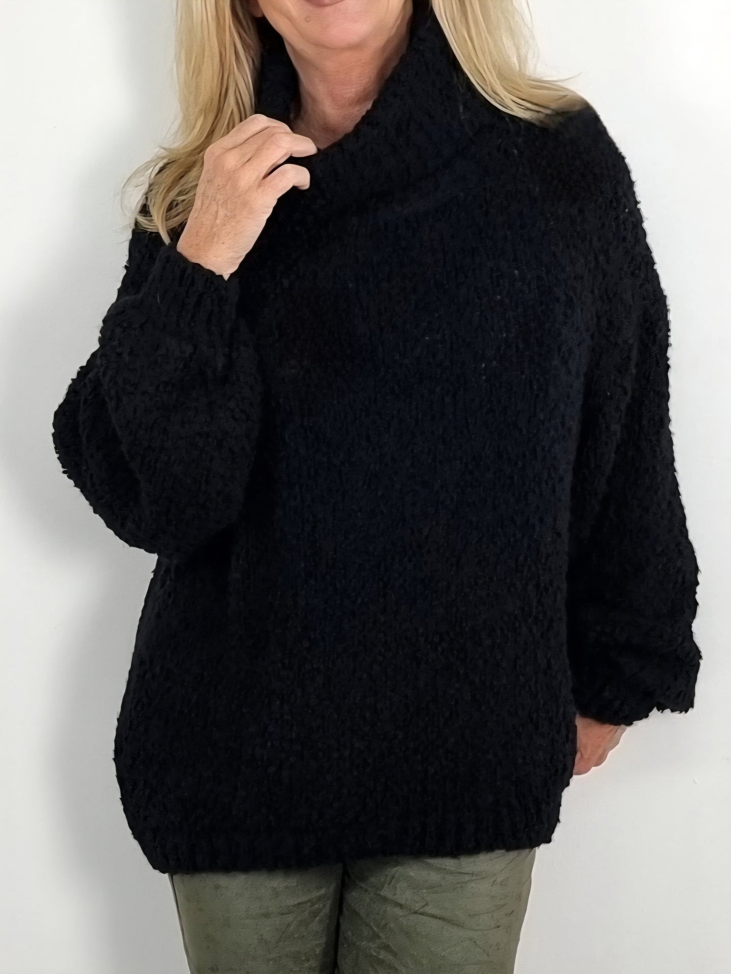 Kuscheliger Oversized-Strickpullover – Perfekt für die kalten Tage Schwarz