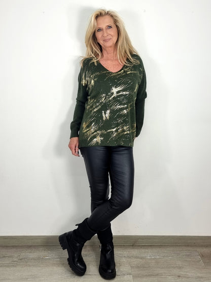 ✨ Strickpullover „Gold Brush“ – Stylisch, warm & einzigartig!