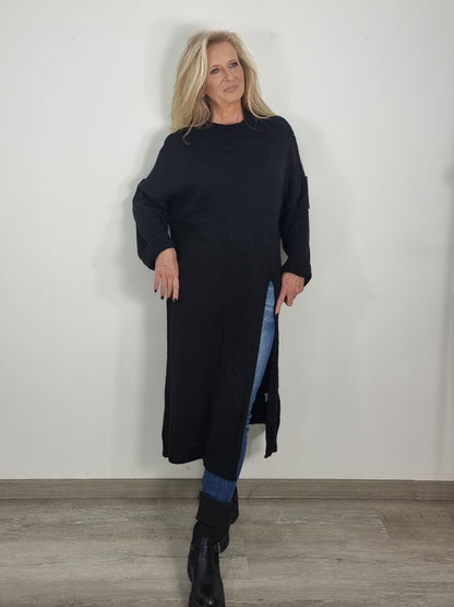 Strickkleid/ Long Pulli „Schwarz“ – cozy & stylish