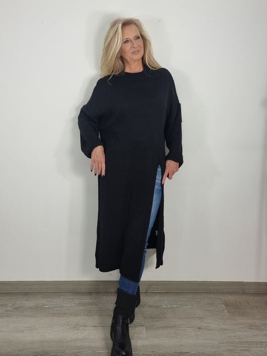Strickkleid/ Long Pulli „Schwarz“ – cozy & stylish