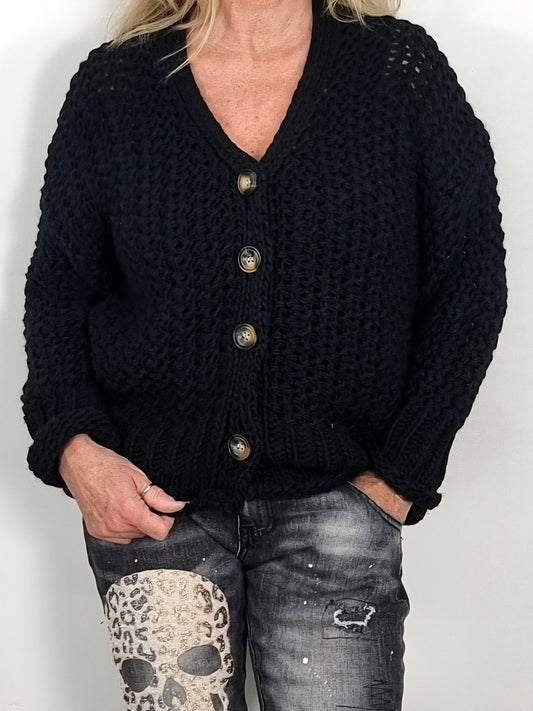 Strickweste mit Knopfverschluss – lässig & zeitlos Schwarz