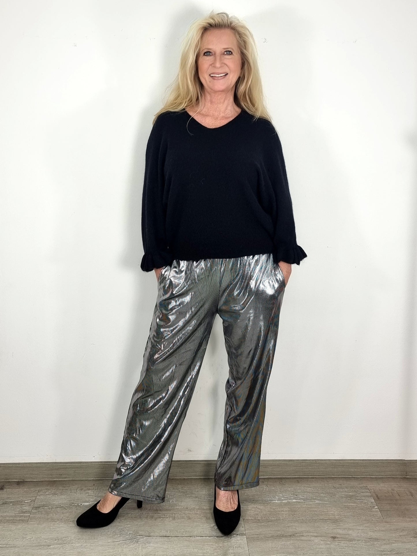 ✨ Festliche Glanz-Hose – Perfekt für Weihnachten & Silvester ✨