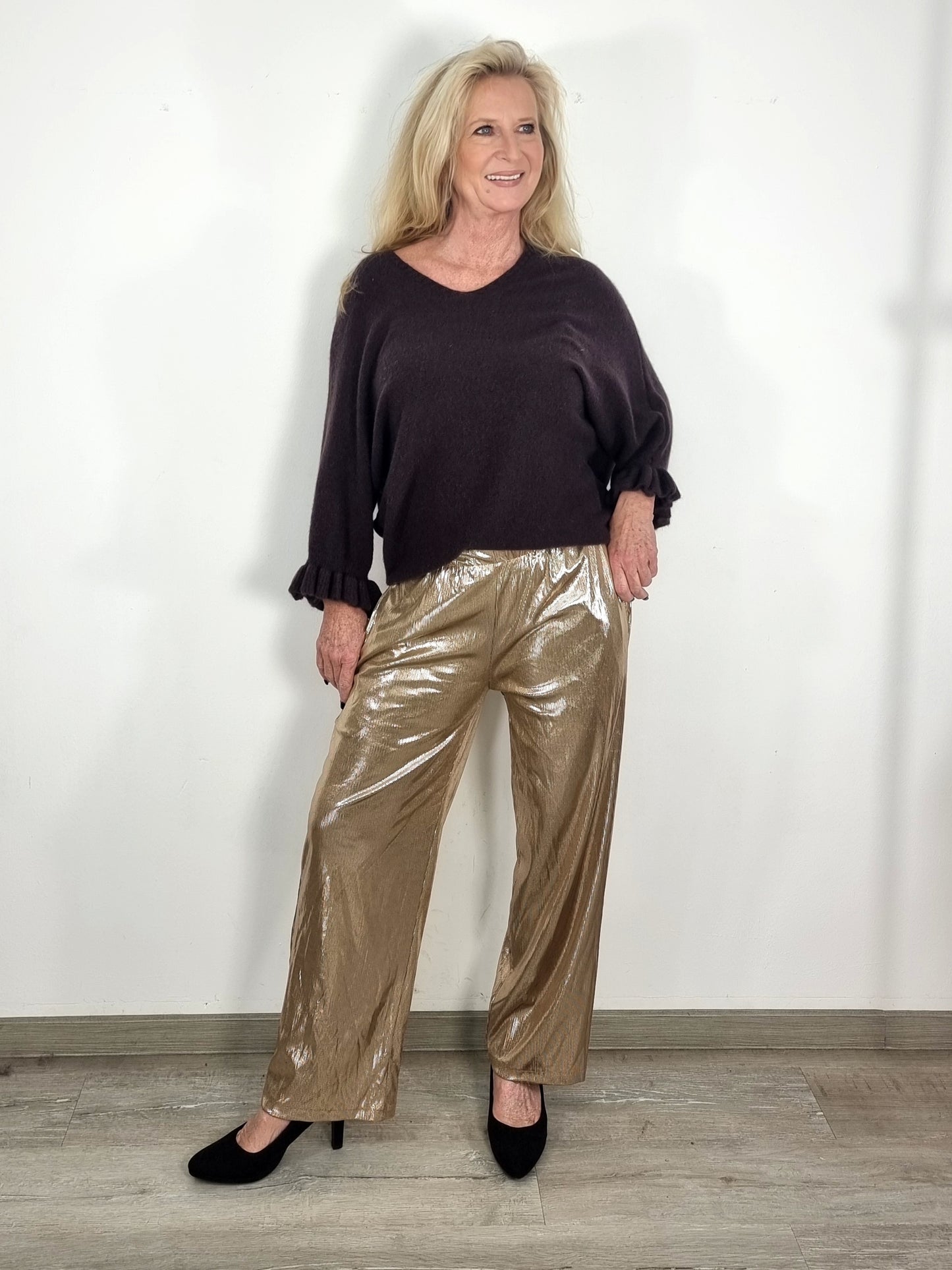 ✨ Festliche Glanz-Hose – Perfekt für Weihnachten & Silvester ✨