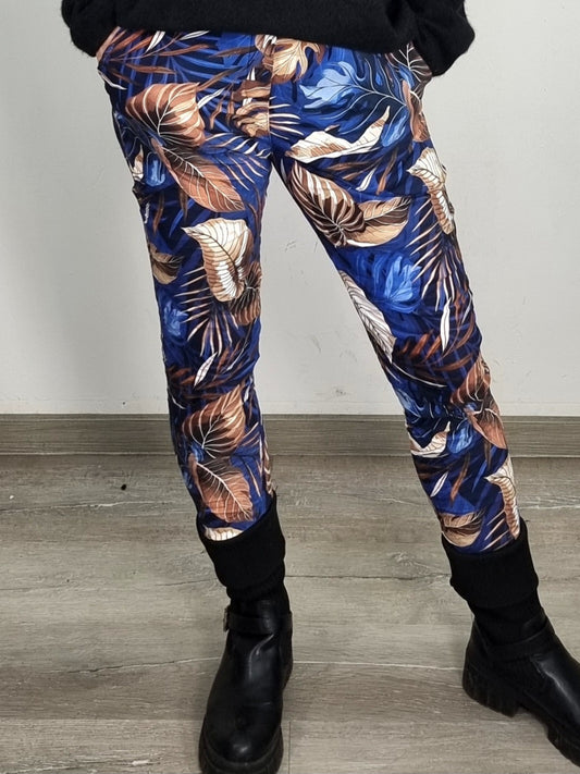 Warme Jogpants Lederimitat mit Print