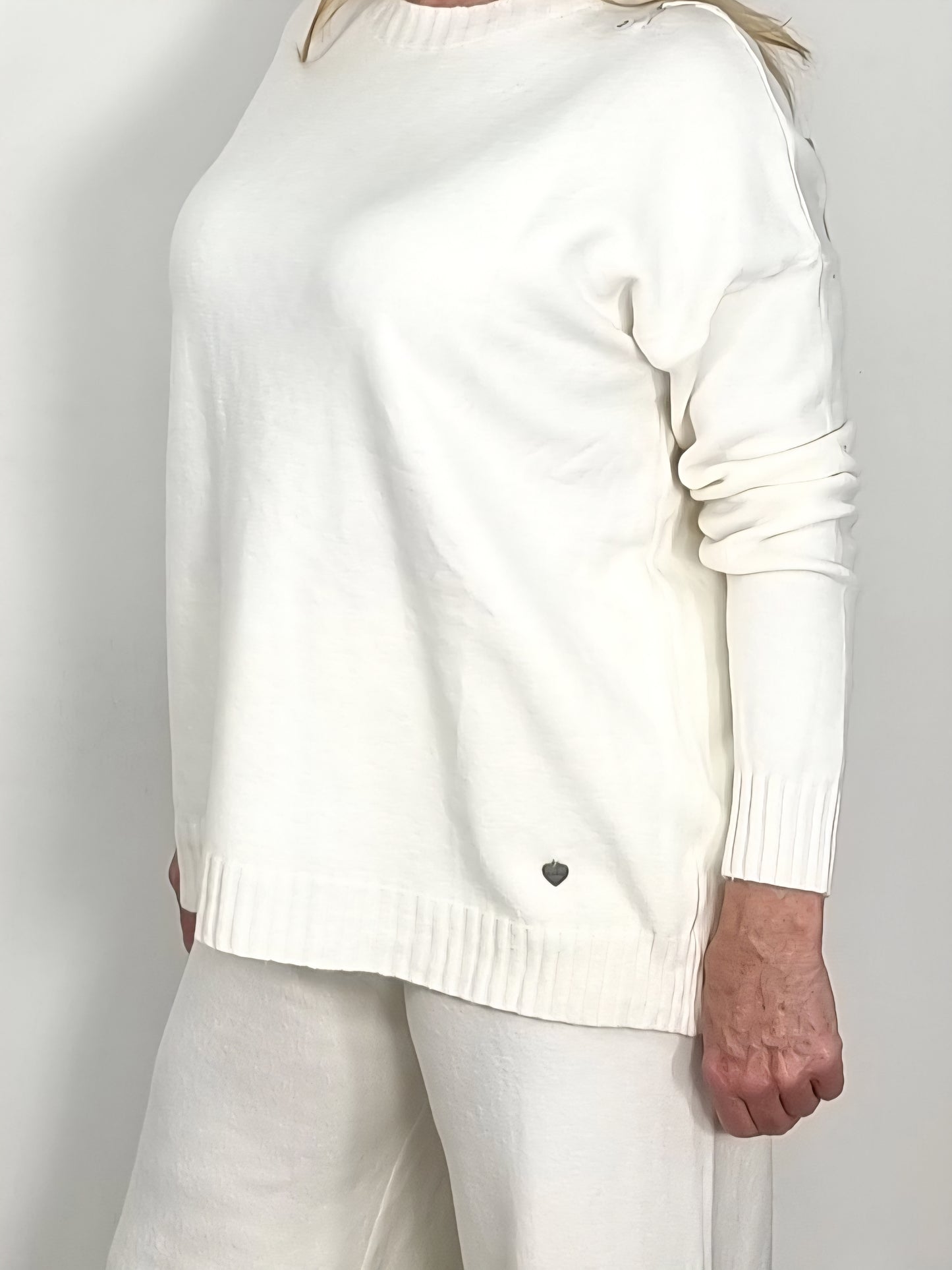 Feinstrick-Pullover Creme, Schwarz &amp; Dunkelblau