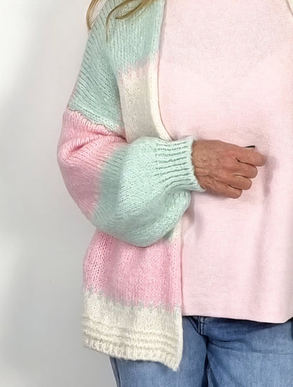 Bunter Strick-Cardigan im soften Pastell-Look 3 Farben