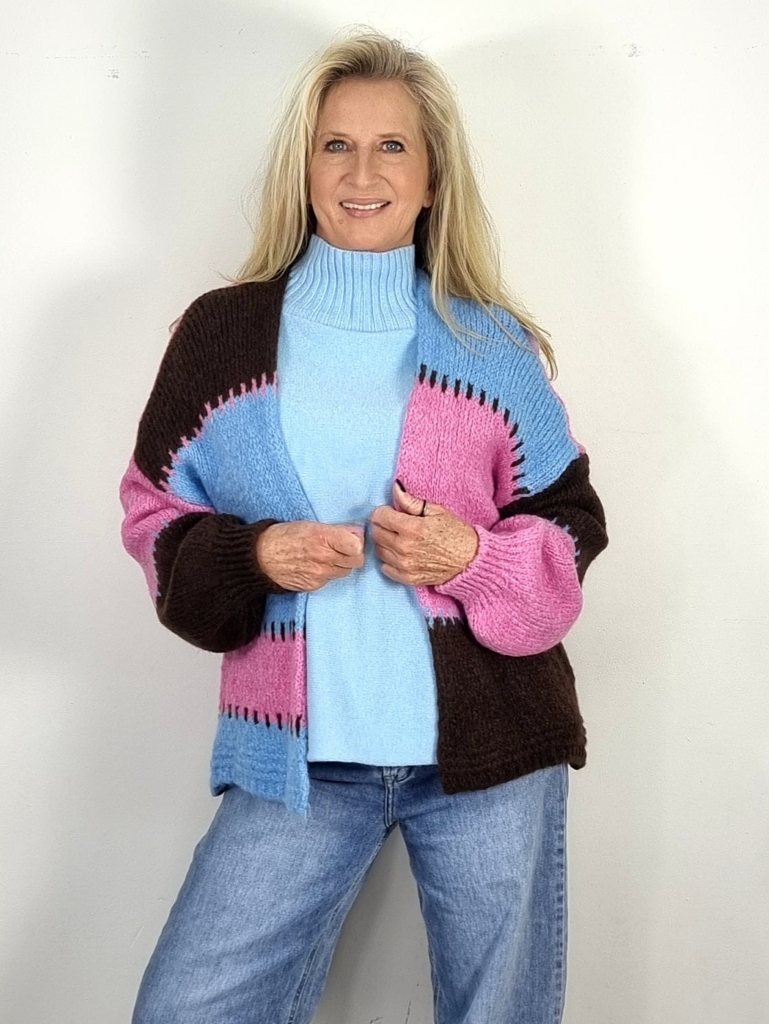 Bunter Strick-Cardigan im soften Pastell-Look 3 Farben