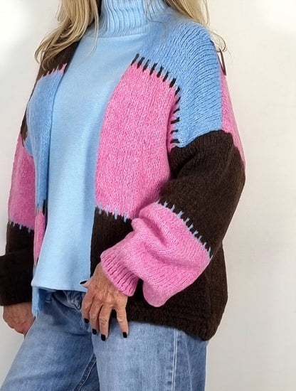 Bunter Strick-Cardigan im soften Pastell-Look 3 Farben