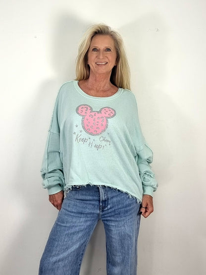 Oversize Sweatshirt Keep it Up – Mintgrün