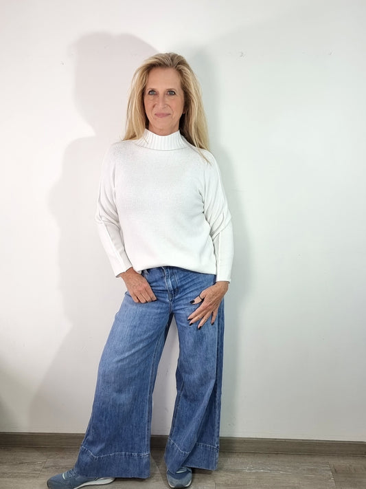 Feinstrick-Pullover mit Stehkragen