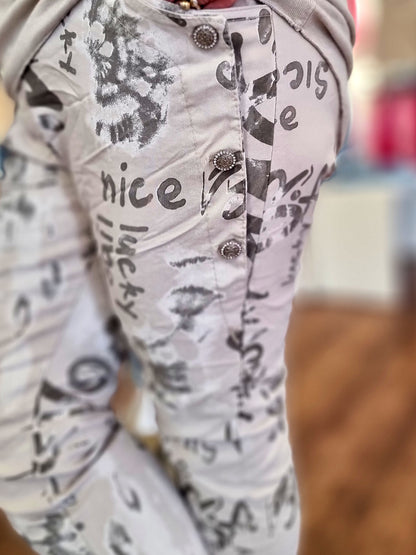 Jogpant mit Glitzerknöpfen 4 Farben