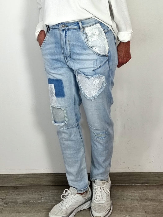 Patchwork Boyfriend Jeans – Lässig, einzigartig & super bequem