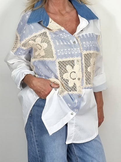 Bluse „Boho Patchwork“ – Lässig, feminin & einzigartig