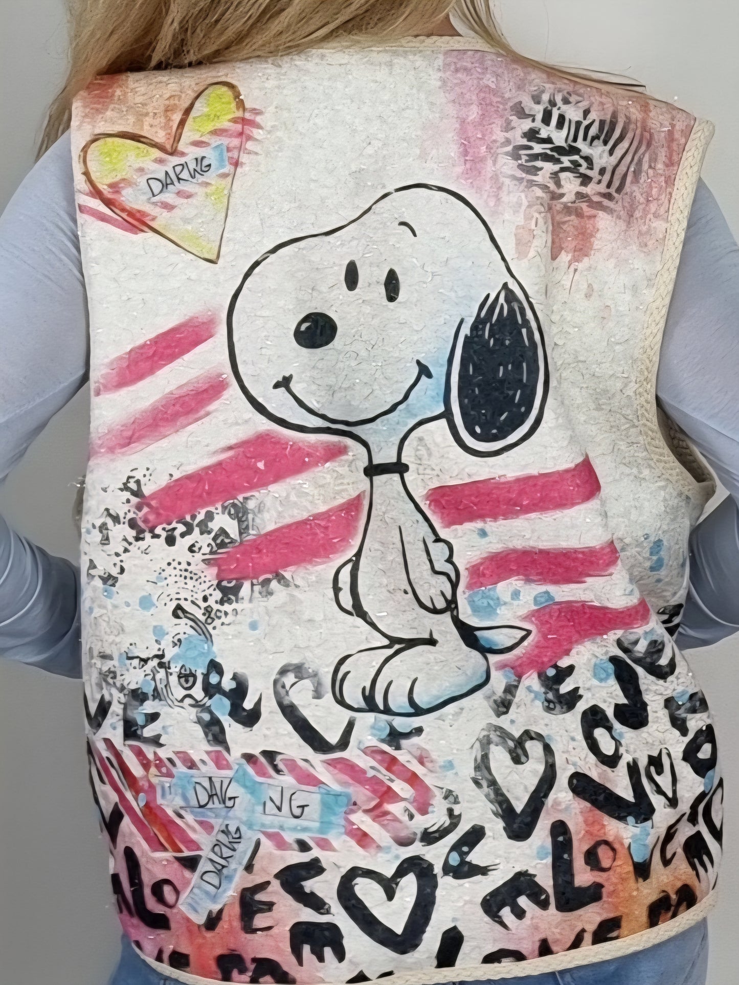 Statement-Weste mit Comic-Hund Motiv