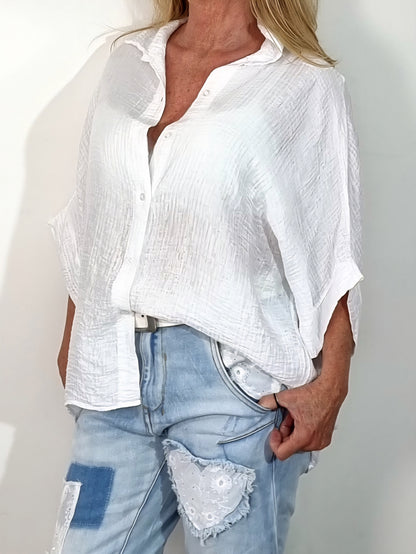 Luftige Bluse in Beige oder Weiß – zeitlos & entspannt