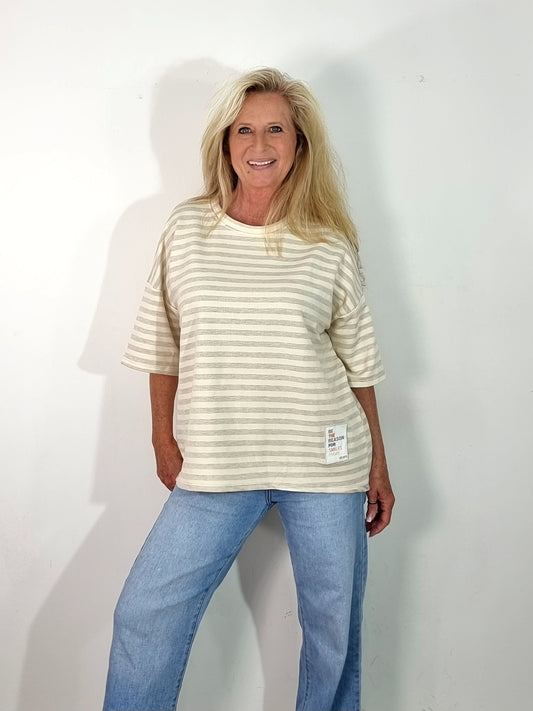 Streifenshirt in Beige