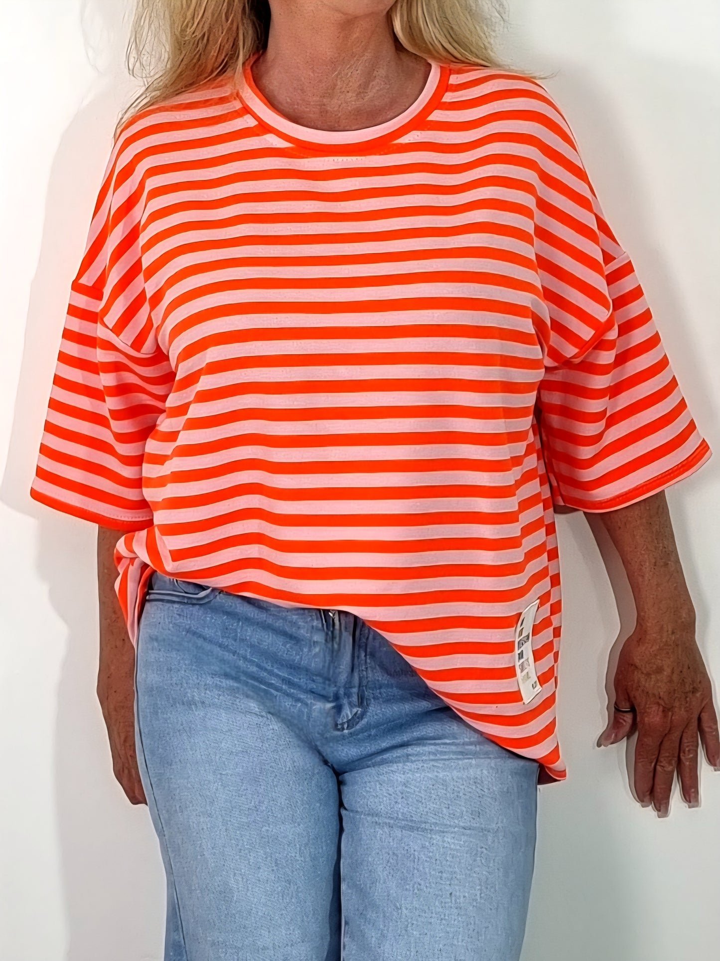 Streifenshirt in Neon-Orange ( Set erhältlich)