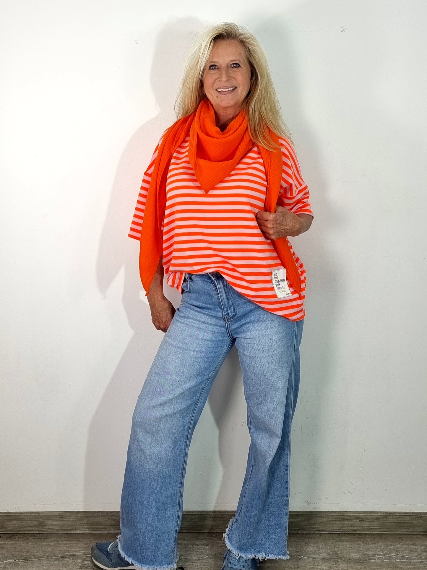 Streifenshirt in Neon-Orange ( Set erhältlich)