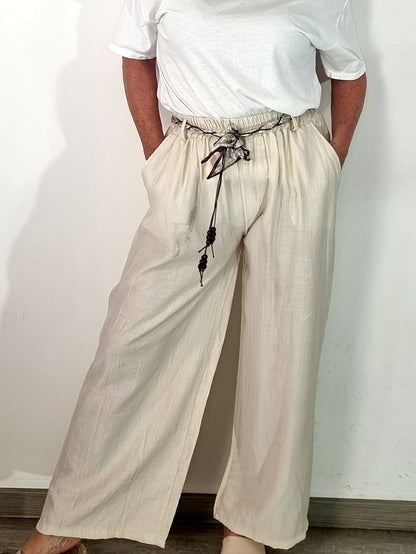 Luftige Sommerhose mit Schalgürtel – bequem & stilvoll in 3 Farben
