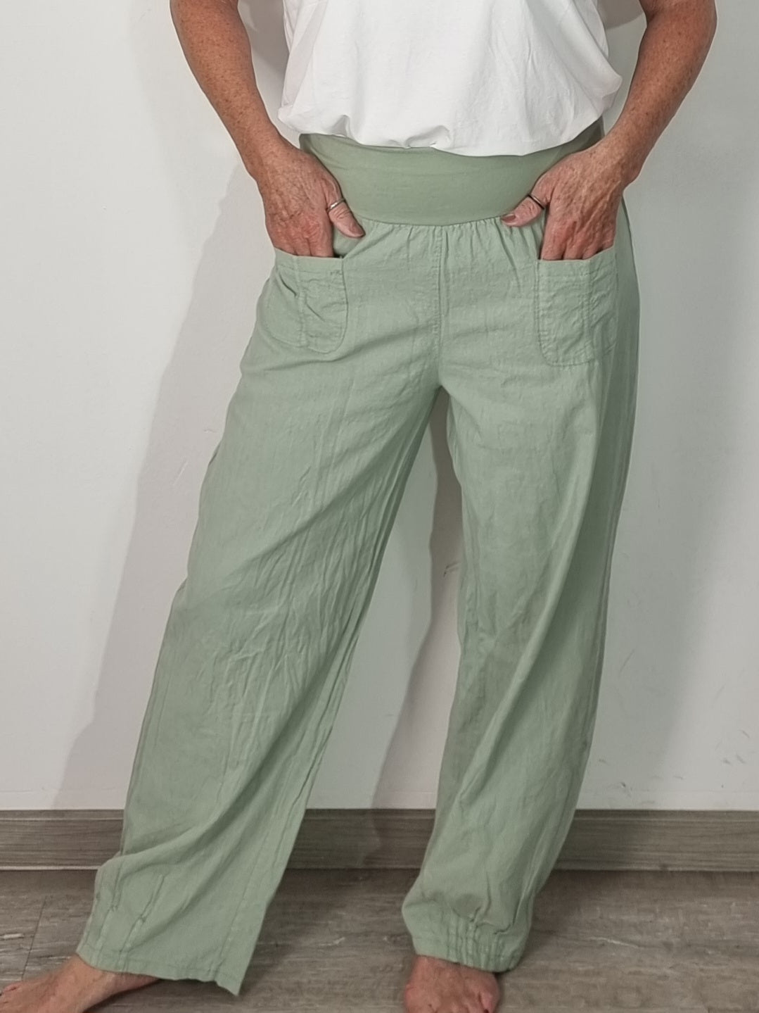 Lässige Leinenhose mit Komfortbund
