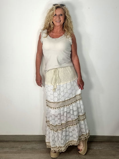 Boho-Maxirock aus Spitze