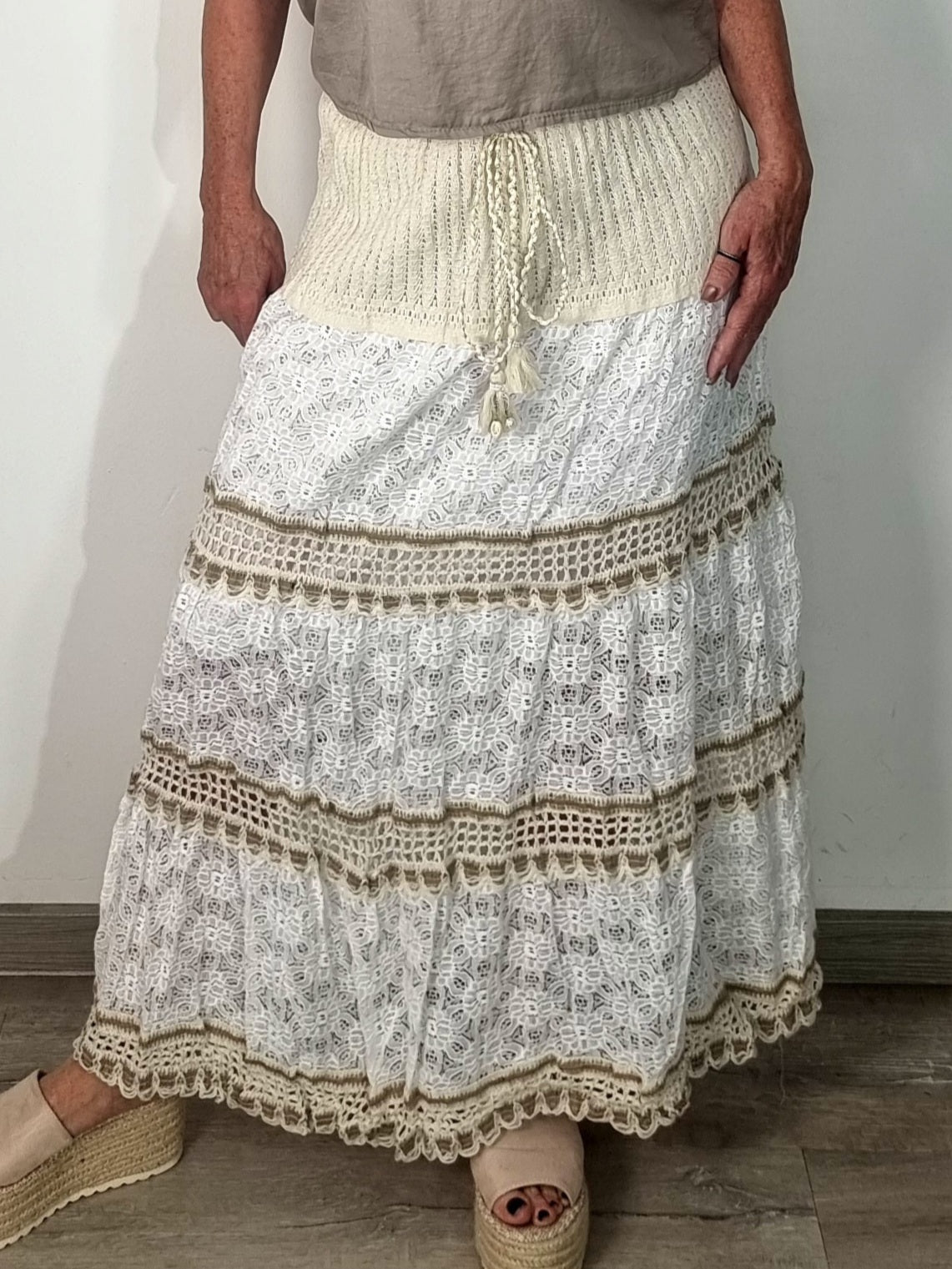 Boho-Maxirock aus Spitze