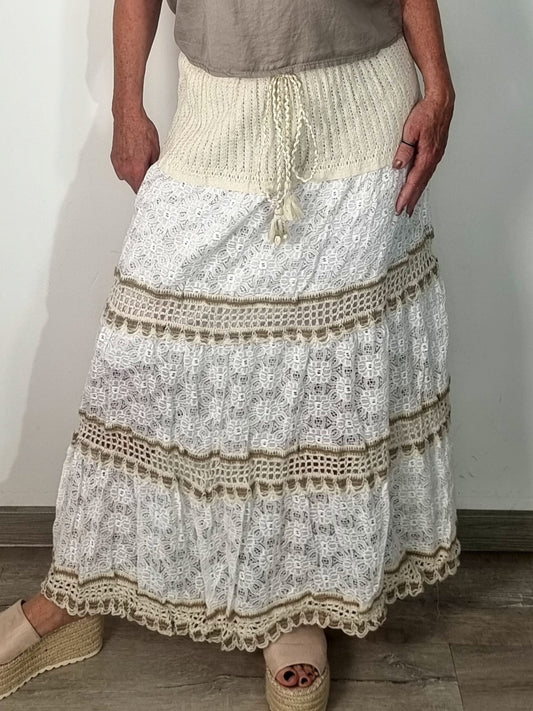 Boho-Maxirock aus Spitze