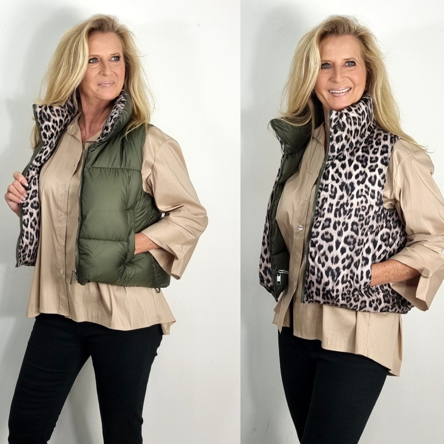 2 in 1 Design, Wende Steppweste " Olivgrün"