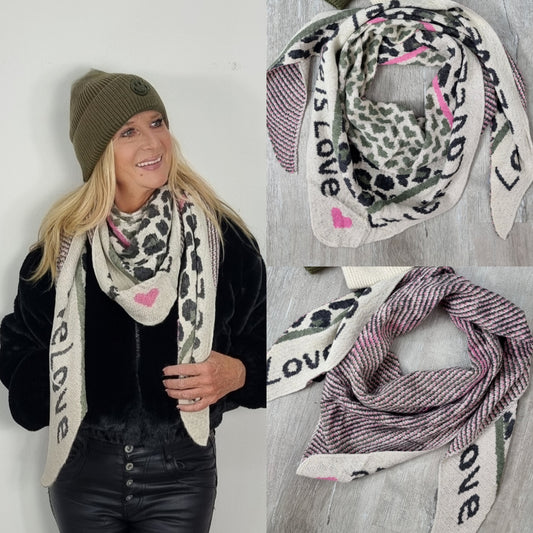 💕 Dreieckstuch Love & Leo Beige/ Oliv