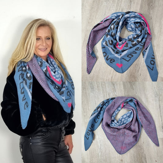 💕 Dreieckstuch Love & Leo Blau