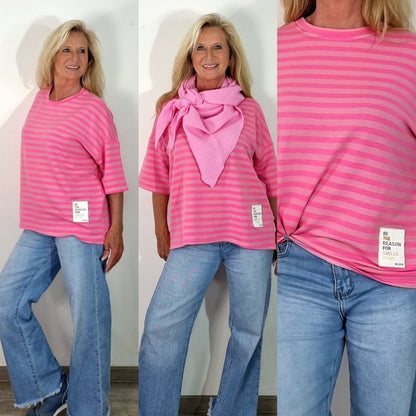 Streifenshirt in Neon-Pink ( SET erhältlich)