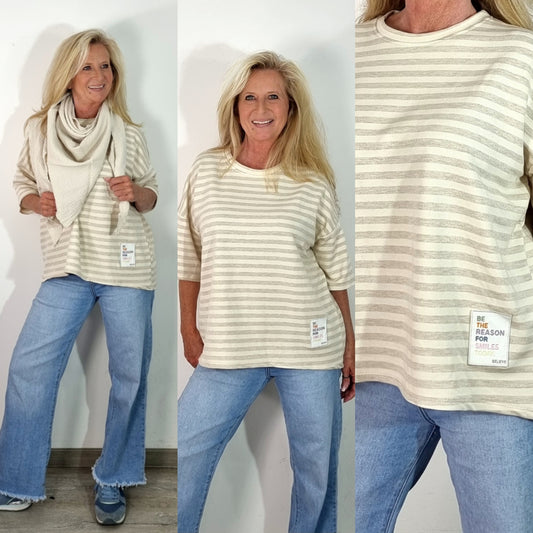 Streifenshirt in Beige