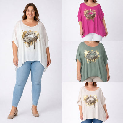 Oversize-Shirt mit Glamour-Print