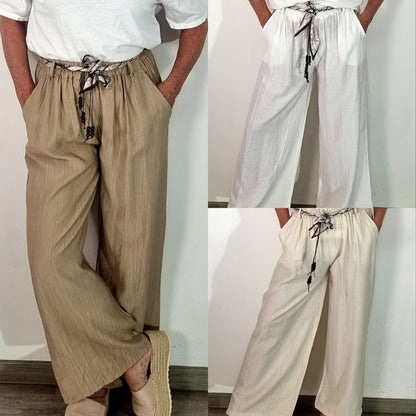 Luftige Sommerhose mit Schalgürtel – bequem & stilvoll in 3 Farben