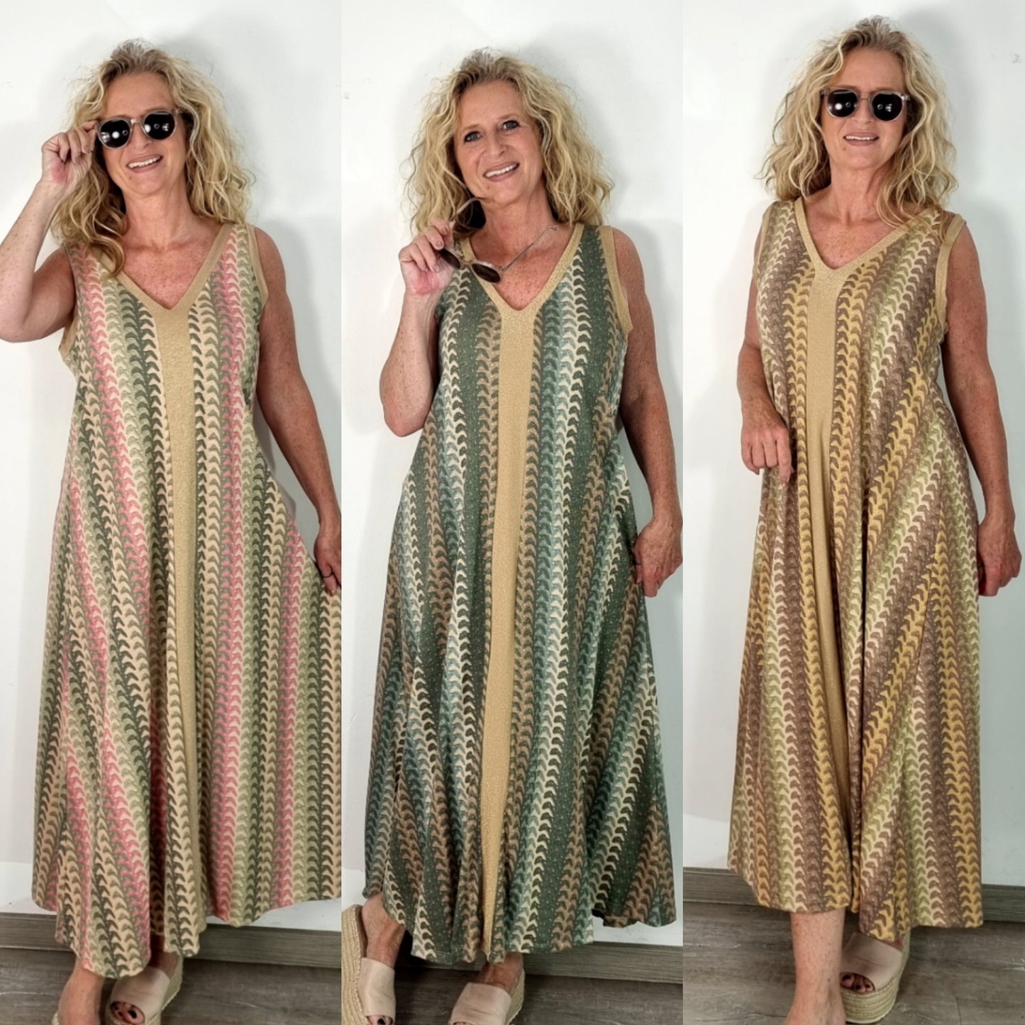 Elegantes Maxi-Kleid mit Goldschimmer ✨