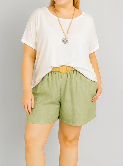 🌿 Leichte Shorts mit Gürtel Over-Size / Plus-Size