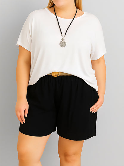 🌿 Leichte Shorts mit Gürtel Over-Size / Plus-Size
