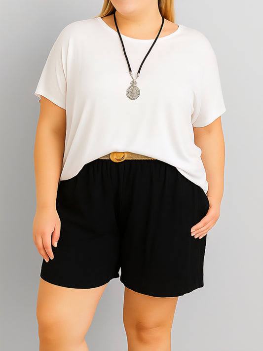 🌿 Leichte Shorts mit Gürtel Over-Size / Plus-Size