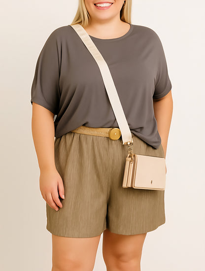 🌿 Leichte Shorts mit Gürtel Over-Size / Plus-Size