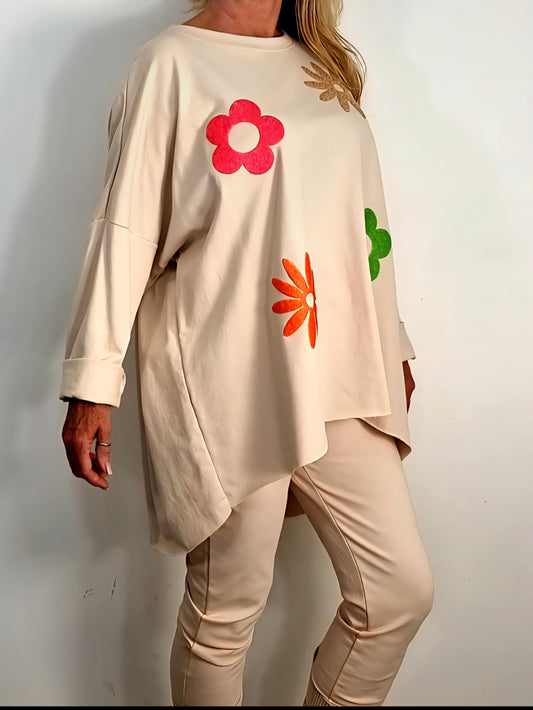 🌸 Oversize Sweatshirt mit Blumenprint