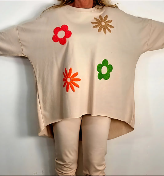 🌸 Oversize Sweatshirt mit Blumenprint