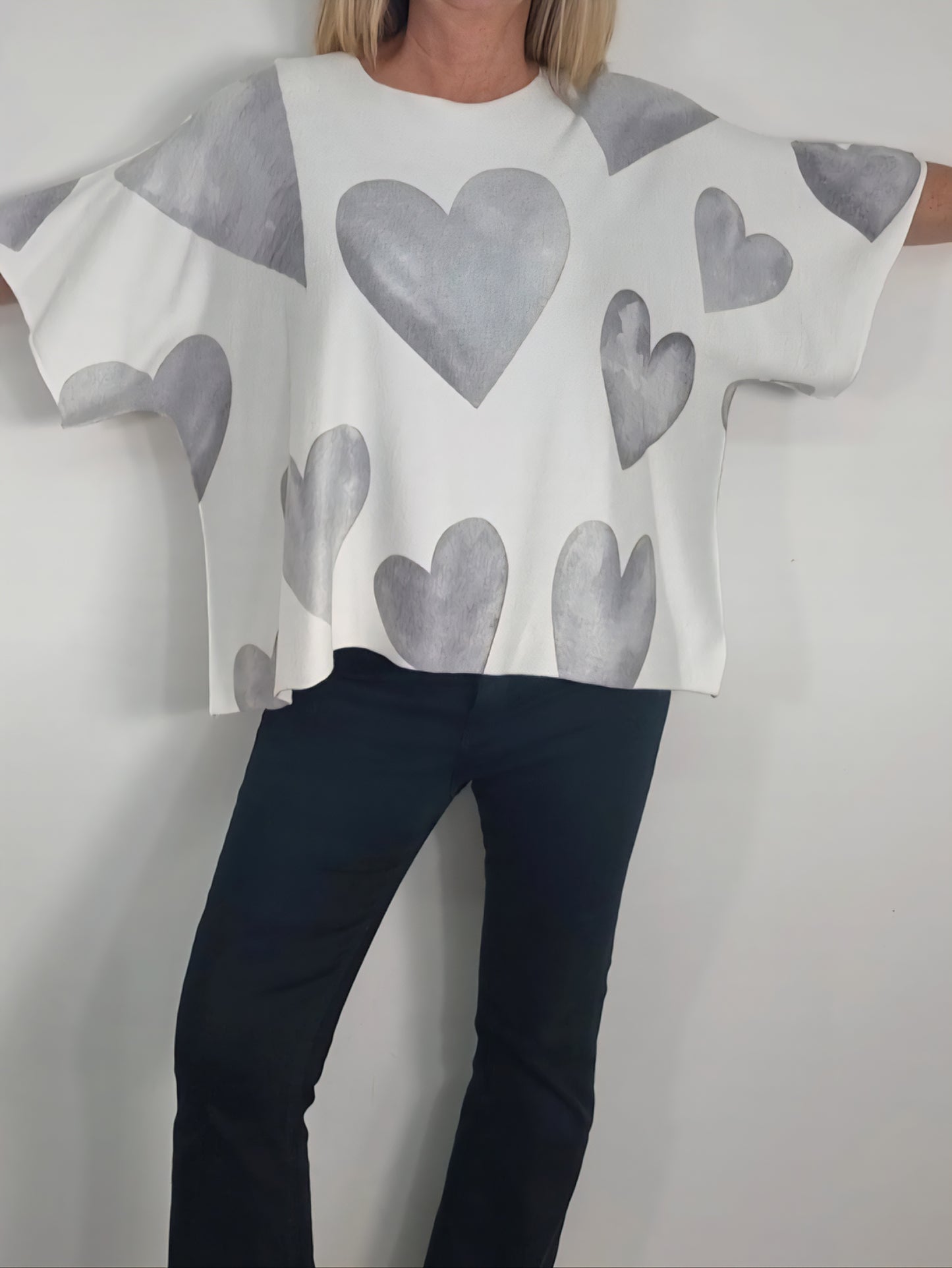 ❤️ Kuscheliges 3/4-Arm-Shirt Oversize- Schnitt mit Herzprint ❤️