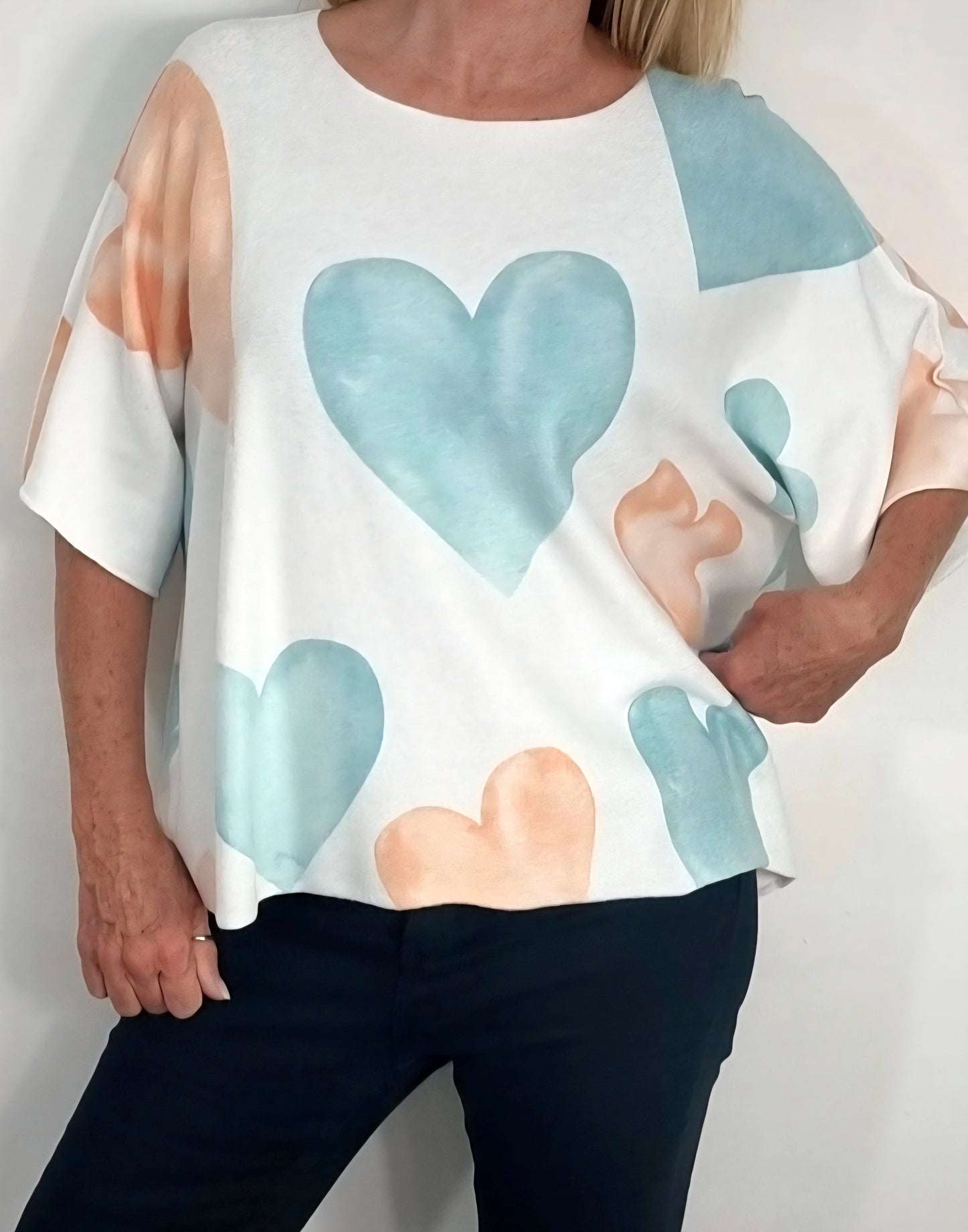 ❤️ Kuscheliges 3/4-Arm-Shirt Oversize- Schnitt mit Herzprint ❤️