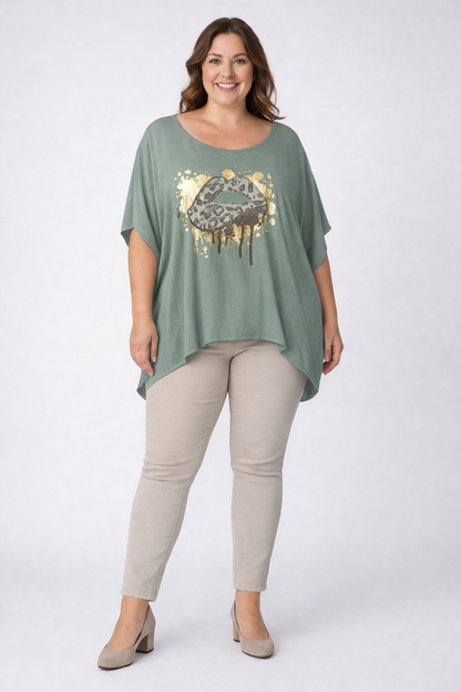 Oversize-Shirt mit Glamour-Print
