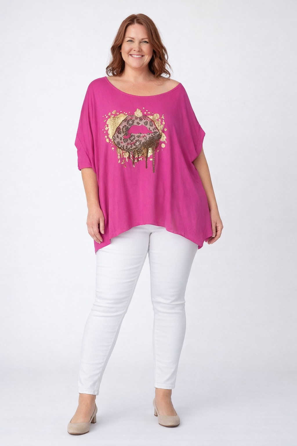 Oversize-Shirt mit Glamour-Print